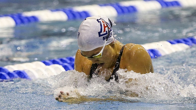 Mar 16, 2022; Atlanta, Georgia, USA; Arizona Wildcats swimmer Jade Neser swims at the NCAA Women   s Swimming & Diving Championship at Georgia Tech. Mandatory Credit: Brett Davis-USA TODAY Sports
