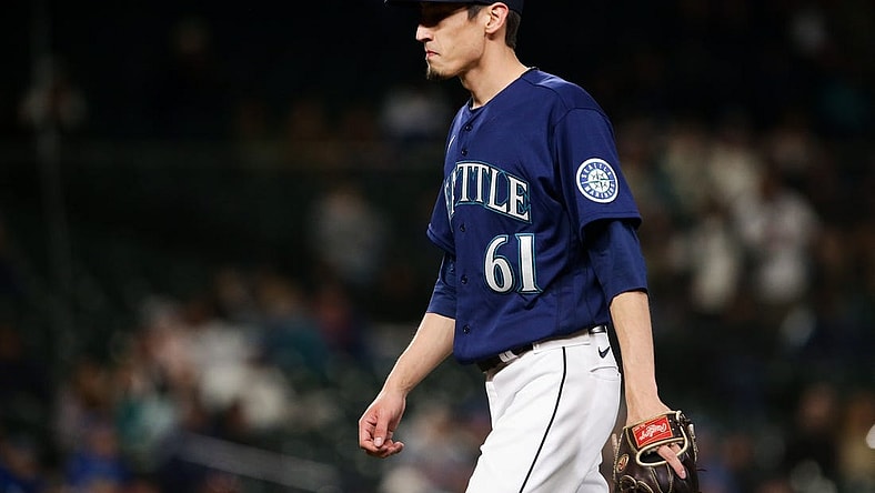 May 7, 2022; Seattle, Washington, USA;  Seattle Mariners relief pitcher Riley O'Brien (61) walks off the field after pitching in the ninth inning against the Tampa Bay Rays at T-Mobile Park. Mandatory Credit: Lindsey Wasson-USA TODAY Sports