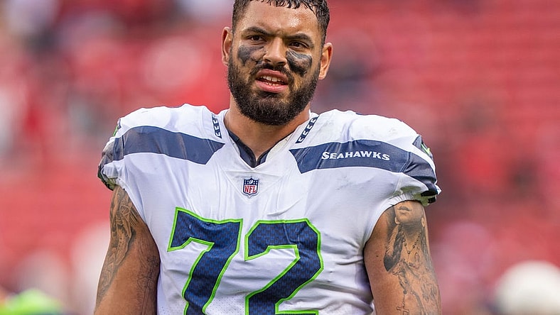 September 18, 2022; Santa Clara, California, USA; Seattle Seahawks offensive tackle Abraham Lucas (72) after the game against the San Francisco 49ers at Levi's Stadium. Mandatory Credit: Kyle Terada-USA TODAY Sports