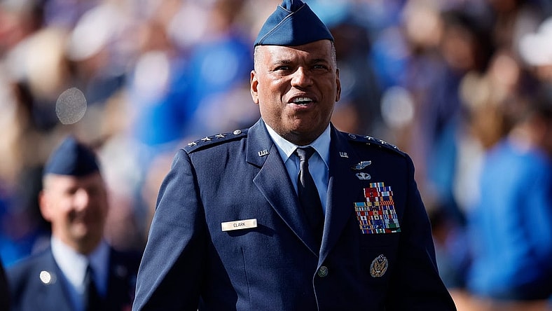 Oct 1, 2022; Colorado Springs, Colorado, USA; U.S. Air Force Academy superintendent Lieutenant General Richard M. Clark in the first quarter between the Air Force Falcons and the Navy Midshipmen at Falcon Stadium. Mandatory Credit: Isaiah J. Downing-USA TODAY Sports