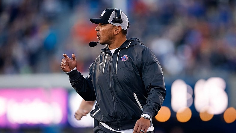 Oct 22, 2022; Colorado Springs, Colorado, USA; Boise State Broncos head coach Andy Avalos looks on in the first quarter against the Air Force Falcons at Falcon Stadium. Mandatory Credit: Isaiah J. Downing-USA TODAY Sports