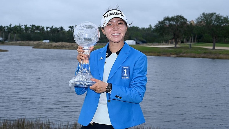 Lydia Ko with the new players jacket and trophy after winning the 2022 CME Group Tour Golf Championship at the Tiburon Golf Club in Naples, Fla., Sunday, Nov. 20, 2022.  (Chris Tilley)

Lpga 14
