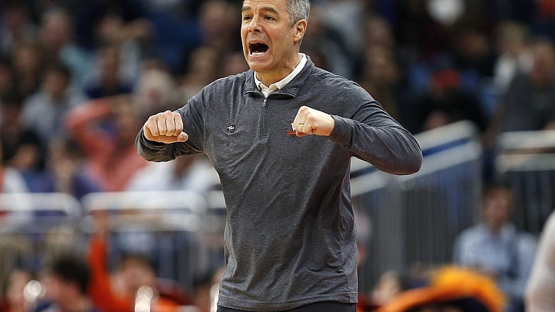 Mar 16, 2023; Orlando, FL, USA; Virginia Cavaliers head coach Tony Bennett reacts during the second half against the Furman Paladins at Amway Center. Mandatory Credit: Russell Lansford-USA TODAY Sports
