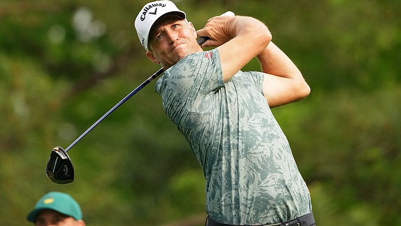 Apr 6, 2023; Augusta, Georgia, USA; Alex Noren tees off on the fifth hole during the first round of The Masters golf tournament. Mandatory Credit: Kyle Terada-USA TODAY Network