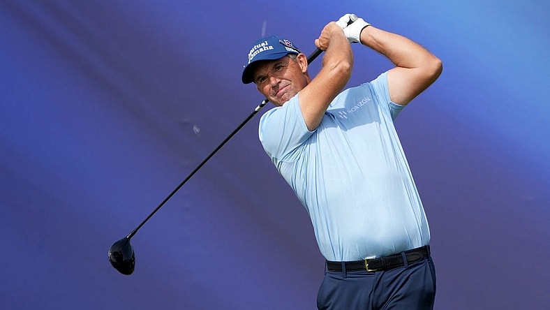 July 21, 2023; Hoylake, ENGLAND, GBR; Padraig Harrington plays on the eighth hole during the second round of The Open Championship golf tournament at Royal Liverpool. Mandatory Credit: Kyle Terada-USA TODAY Sports