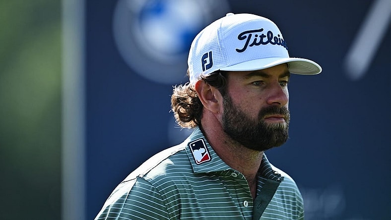 Aug 18, 2023; Olympia Fields, Illinois, USA; Cameron Young walks down the fairway after teeing off from the 7th tee during the second round of the BMW Championship golf tournament. Mandatory Credit: Jamie Sabau-USA TODAY Sports