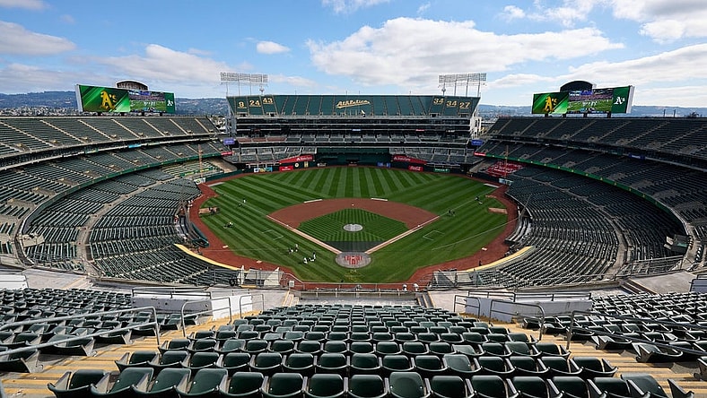 Sep 24, 2023; Oakland, California, USA; A general view of Oakland-Alameda County Coliseum from the third seating level before the game between the Detroit Tigers and the Oakland Athletics Coliseum. Mandatory Credit: Robert Edwards-USA TODAY Sports