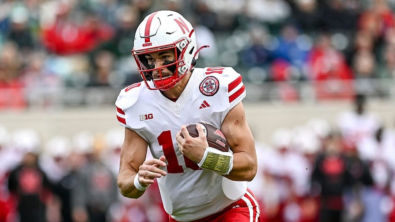 Nebraska's Heinrich Haarberg runs for a touchdown against Michigan State during the second quarter on Saturday, Nov. 4, 2023, at Spartan Stadium in East Lansing.
