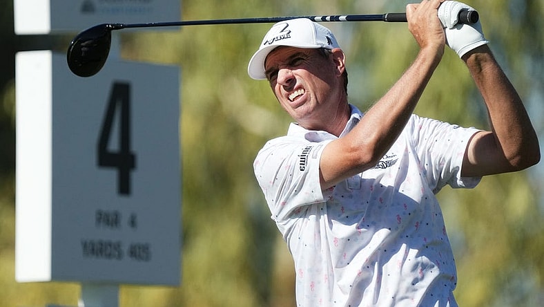 Nov 11, 2023; Phoenix, AZ, USA; Steven Alker hits a shot from the tee on the 4th hole during round 3 of the Charles Schwab Cup championship at Phoenix Country Club.
