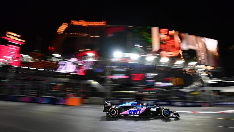 Nov 16, 2023; Las Vegas, Nevada, USA; Alpine driver Esteban Ocon of France (31) during free practice at Las Vegas Strip Circuit. Mandatory Credit: Gary A. Vasquez-USA TODAY Sports