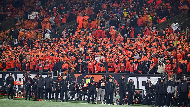 Nov 18, 2023; Corvallis, Oregon, USA; Oregon State Beavers fans cheering during the fourth quarter against the Washington Huskies at Reser Stadium. Mandatory Credit: Craig Strobeck-USA TODAY Sports
