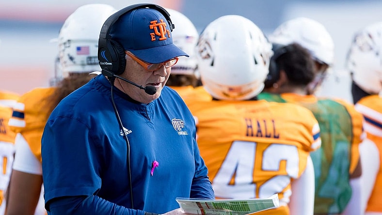 UTEP head football coach Dana Dimel at a game against Liberty on Saturday, Nov. 25, 2023, at the Sun Bowl Stadium.