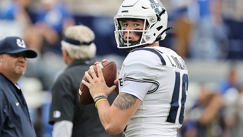 Utah State Aggies quarterback Levi Williams knows his way around the Potato Bowl. Mandatory Credit: Rob Gray-USA TODAY Sports