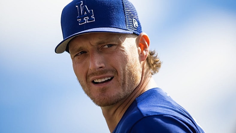 Feb 26, 2023; Phoenix, Arizona, USA; Los Angeles Dodgers pitcher Shelby Miller during a spring training game at Camelback Ranch-Glendale. Mandatory Credit: Mark J. Rebilas-USA TODAY Sports