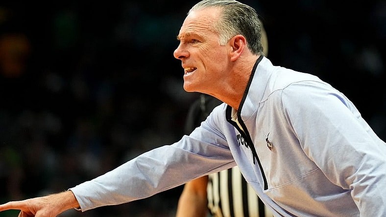 Mar 17, 2023; Denver, CO, USA; TCU Horned Frogs head coach Jamie Dixon during the first half against the Arizona State Sun Devils at Ball Arena. Mandatory Credit: Ron Chenoy-USA TODAY Sports