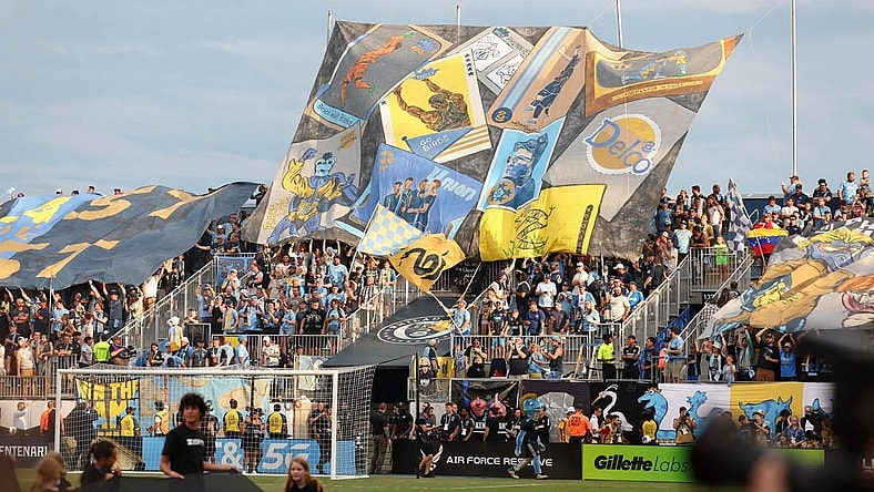 Aug 15, 2023; Chester, PA, USA; Philadelphia Union fans display a tifo before the game against Inter Miami CF at Subaru Park. Mandatory Credit: Bill Streicher-USA TODAY Sports