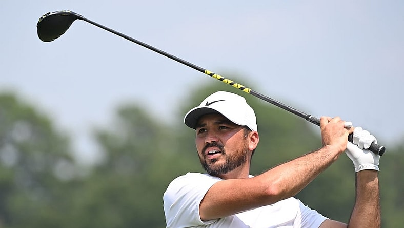 Aug 24, 2023; Atlanta, Georgia, USA; Jason Day tees off on the 16th hole during the first round of the TOUR Championship golf tournament at East Lake Golf Club. Mandatory Credit: Adam Hagy-USA TODAY Sports