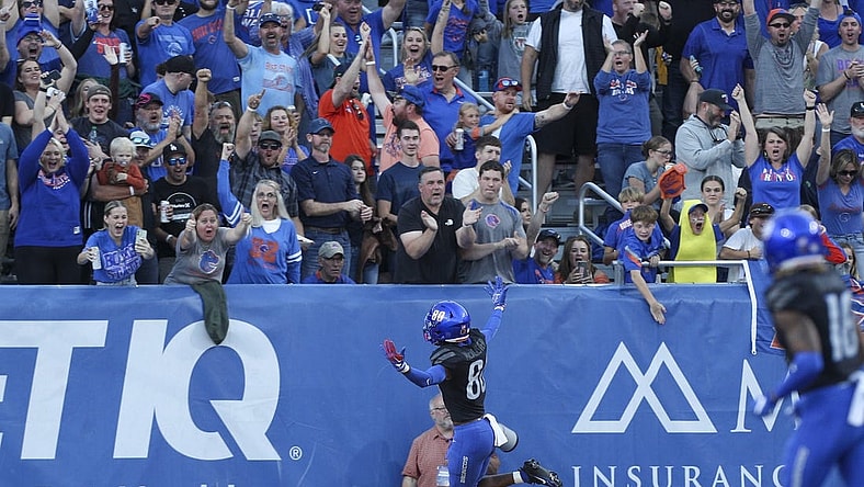 Boise State wide receiver Eric McAlister is among the Broncos who waved goodbye via the transfer portal before the LA Bowl. Mandatory Credit: Brian Losness-USA TODAY Sports