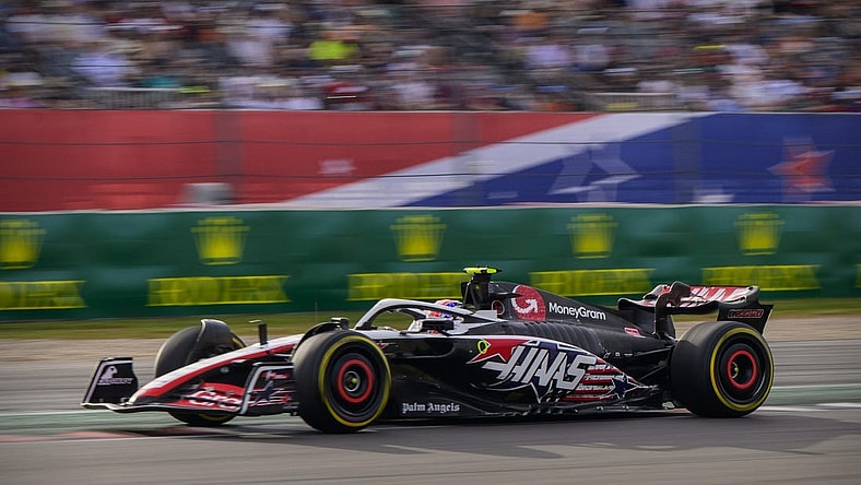 Oct 21, 2023; Austin, Texas, USA; Moneygram Haas F1 driver Nico Hulkenberg (27) of Team Germany drives during the Sprint Race of the 2023 United States Grand Prix at Circuit of the Americas. Mandatory Credit: Jerome Miron-USA TODAY Sports