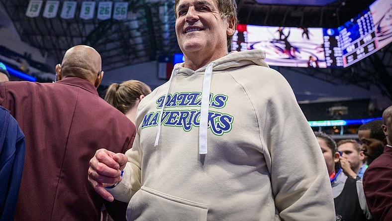 Nov 28, 2023; Dallas, Texas, USA; Dallas Mavericks owner Mark Cuban walks off the court after the Mavericks victory over the Houston Rockets at the American Airlines Center. Mandatory Credit: Jerome Miron-USA TODAY Sports