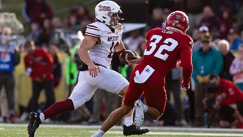 NMSU quarterback Diego Pavia runs the ball during the Isleta New Mexico Bowl on Saturday, Dec. 16, 2023, at the University Stadium in Albuquerque.