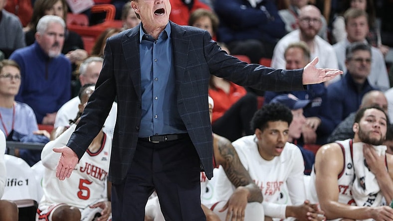Dec 20, 2023; Queens, New York, USA; St. John's Red Storm head coach Rick Pitino yells out instructions in the first half against the Xavier Musketeers at Carnesecca Arena. Mandatory Credit: Wendell Cruz-USA TODAY Sports