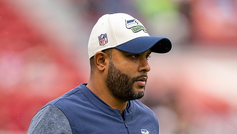 September 18, 2022; Santa Clara, California, USA; Seattle Seahawks associate head coach - defense Sean Desai before the game against the San Francisco 49ers at Levi's Stadium. Mandatory Credit: Kyle Terada-USA TODAY Sports