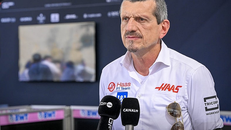 Oct 22, 2022; Austin, Texas, USA; Haas Formula One Team engineer Guenther Steiner is interviewed before practice for the U.S. Grand Prix at Circuit of the Americas. Mandatory Credit: Jerome Miron-USA TODAY Sports