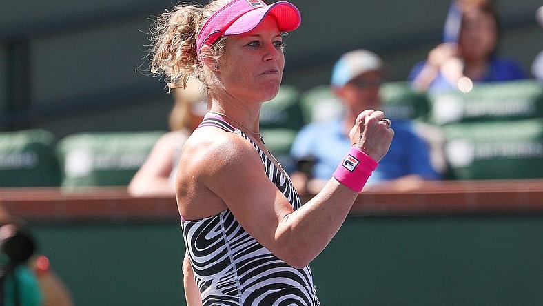 Laura Siegemund celebrates her and playing partner Beatriz Haddad Maia's win in the doubles semifinal match during the BNP Paribas Open at the Indian Wells Tennis Garden in Indian Wells, Calif., March 17, 2023.

Bnp Friday 23