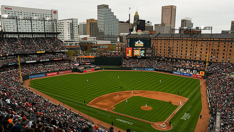 Apr 7, 2023; Baltimore, Maryland, USA; A general view of  Oriole Park at Camden Yards during  the game between the Baltimore Orioles and the New York Yankees . Mandatory Credit: Tommy Gilligan-USA TODAY Sports