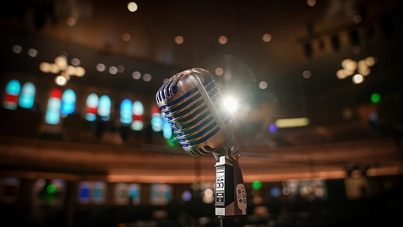 The famous Ryman Auditorium microphone where so many artists have sang over the decades.