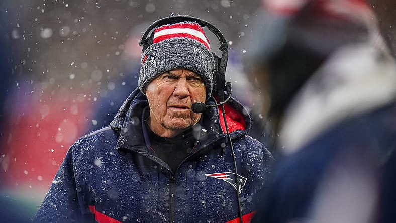 Jan 7, 2024; Foxborough, Massachusetts, USA; New England Patriots head coach Bill Belichick watches from the sideline as they take on the New York Jets at Gillette Stadium. Mandatory Credit: David Butler II-USA TODAY Sports