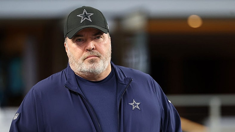 Jan 14, 2024; Arlington, Texas, USA; Dallas Cowboys head coach Mike McCarthy before the 2024 NFC wild card game against the Green Bay Packers at AT&T Stadium. Mandatory Credit: Kevin Jairaj-USA TODAY Sports