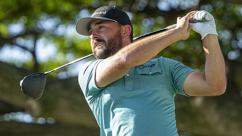 January 14, 2024; Honolulu, Hawaii, USA; Stephan Jaeger hits his tee shot on the second hole during the final round of the Sony Open in Hawaii golf tournament at Waialae Country Club. Mandatory Credit: Kyle Terada-USA TODAY Sports