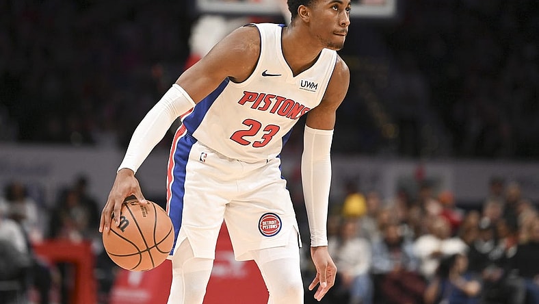 Jan 15, 2024; Washington, District of Columbia, USA;  Detroit Pistons guard Jaden Ivey (23) during the game on Martin Luther King Jr. Day against the Washington Wizards at Capital One Arena. Mandatory Credit: Tommy Gilligan-USA TODAY Sports