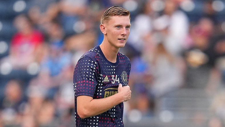 Jul 8, 2022; Chester, Pennsylvania, USA; Philadelphia Union midfielder Brandan Craig (34) looks on against D.C. United at Subaru Park. Mandatory Credit: Mitchell Leff-USA TODAY Sports