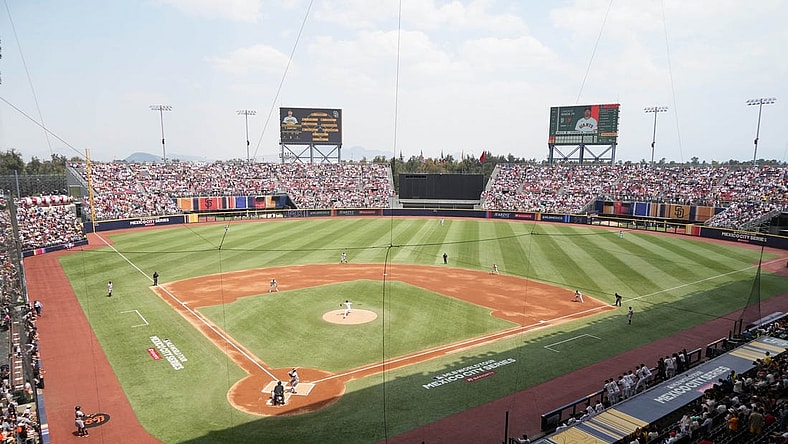 Apr 30, 2023; Mexico City, Mexico; A general overall view of a MLB World Tour game between the San Diego Padres and the San Francisco Giants at Estadio Alfredo Harp Helu. Mandatory Credit: Kirby Lee-USA TODAY Sports