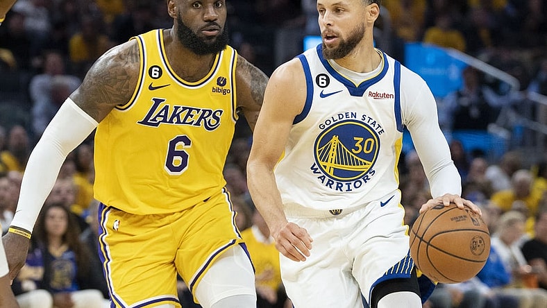 Golden State Warriors' Stephen Curry against LeBron James