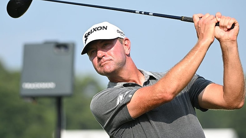 Aug 24, 2023; Atlanta, Georgia, USA; Lucas Glover tees off on the 16th hole during the first round of the TOUR Championship golf tournament at East Lake Golf Club. Mandatory Credit: Adam Hagy-USA TODAY Sports