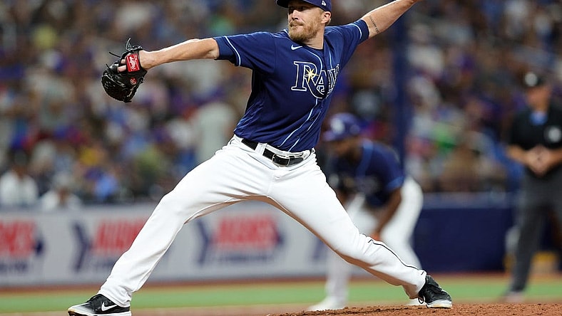 Sep 9, 2023; St. Petersburg, Florida, USA;  Tampa Bay Rays relief pitcher Jake Diekman (30) throws a pitch against the Seattle Mariners in the sixth inning at Tropicana Field. Mandatory Credit: Nathan Ray Seebeck-USA TODAY Sports