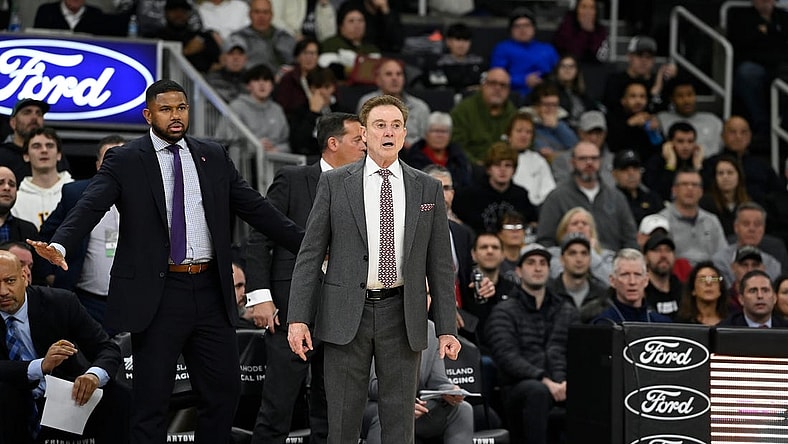 Feb 13, 2024; Providence, Rhode Island, USA; St. John's Red Storm head coach Rick Pitino  reacts to game action during the second half against the Providence Friars at Amica Mutual Pavilion. Mandatory Credit: Eric Canha-USA TODAY Sports