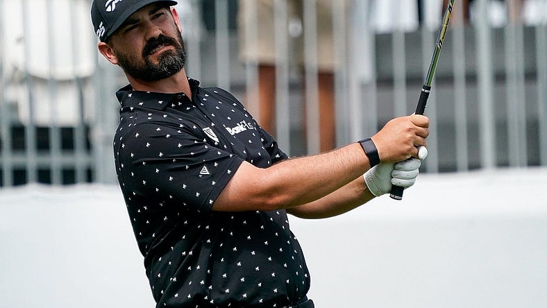 Chad Ramey watches his tee shot on the 17th hole during the opening round of The Cognizant Classic in The Palm Beaches at PGA National Resort & Spa on Thursday, February 29, 2024, in Palm Beach Gardens, FL.
