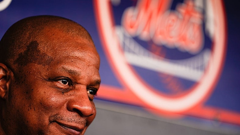 Mar 3, 2023; Port St. Lucie, Florida, USA; New York Mets former right fielder Darryl Strawberry talks to the media prior to a game between the New York Mets and the Washington Nationals at Clover Park. Mandatory Credit: Rich Storry-USA TODAY Sports