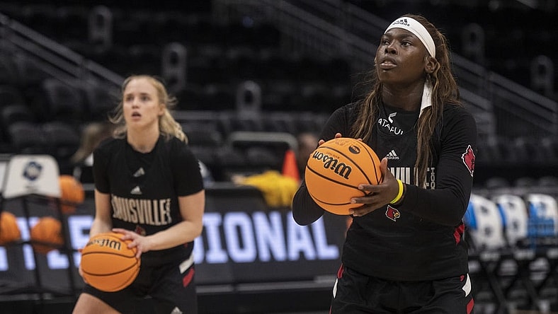 Former teammates with the Louisville Cardinals, forward Olivia Cochran (44) would welcome a date with current LSU guard Hailey Van Lith on Sunday. Mandatory Credit: Stephen Brashear-USA TODAY Sports