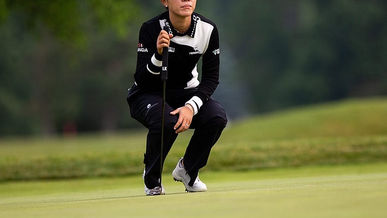 Lydia Ko stands as she prepares to putt during the Meijer LPGA Classic Thursday, June 15, 2023, at Blythefield Country Club in Belmont, MI.