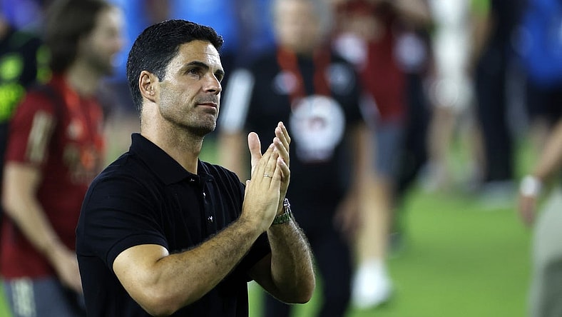 Jul 19, 2023; Washington, DC, USA; Arsenal head coach Mikel Arteta reacts after the game against MLS of the 2023 MLS All Star Game at Audi Field. Mandatory Credit: Geoff Burke-USA TODAY Sports