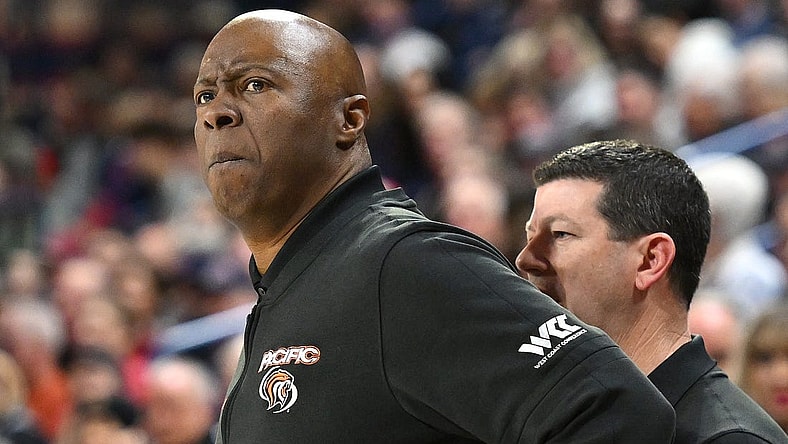 Feb 17, 2024; Spokane, Washington, USA; Pacific Tigers head coach Leonard Perry looks on during a game against the Gonzaga Bulldogs in the first half at McCarthey Athletic Center. Mandatory Credit: James Snook-USA TODAY Sports