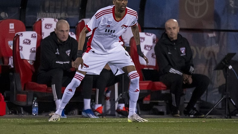 Feb 24, 2024; Frisco, Texas, USA; San Jose Earthquakes forward Amahl Pellegrino (9) in action during the game between FC Dallas and the San Jose Earthquakes at Toyota Stadium. Mandatory Credit: Jerome Miron-USA TODAY Sports