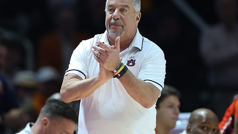 Feb 28, 2024; Knoxville, Tennessee, USA; Auburn Tigers head coach Bruce Pearl during the first half against the Tennessee Volunteers at Thompson-Boling Arena at Food City Center. Mandatory Credit: Randy Sartin-USA TODAY Sports