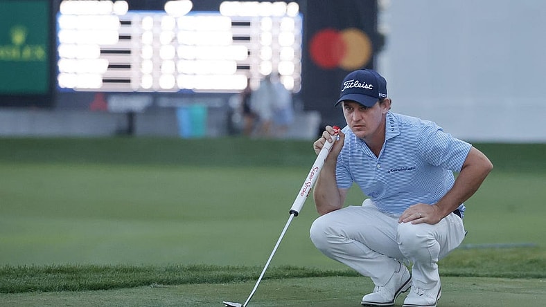 Mar 1, 2024; Palm Beach Gardens, Florida, USA; Bud Cauley lines up his putt on the 18th green during the second round of the Cognizant Classic in The Palm Beaches golf tournament. Mandatory Credit: Reinhold Matay-USA TODAY Sports
